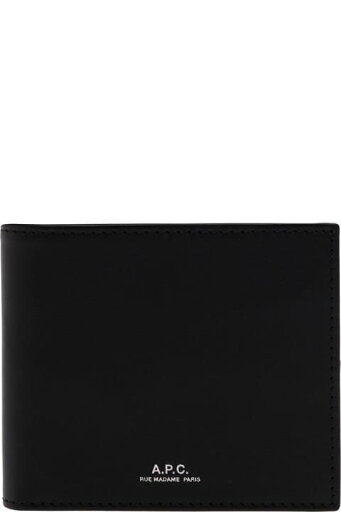 A.P.C. 財布 「ally」レザーマンのエンボスロゴ付きブラック二つ折り財布 A.P.C. 財布 「ally」レザーマンのエンボスロゴ付きブラック二つ折り財布