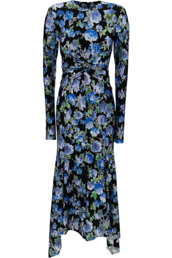 Philosophy di Lorenzo Serafini ワンピース&ドレス ストレッチ生地の全体にフローラルプリントが施された黒と青のマキシドレス女性 Philosophy di Lorenzo Serafini ワンピース&ドレス ストレッチ生地の全体にフローラルプリントが施された黒と青のマキシドレス女性