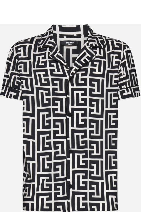 Balmain シャツ モノグラムプリントビスコースシャツ