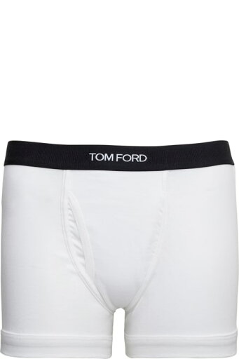 Tom Ford ショーツ ロゴ入りホワイト コットン ボクサー Tom Ford ショーツ ロゴ入りホワイト コットン ボクサー