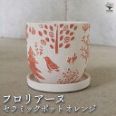 【P2倍★マラソン期間中】陶器鉢 フロリアーヌ C セラミックポット オレンジ 【陶器鉢/1個売り】植木鉢 鉢 鉢植え プランター 陶器 おしゃれ 北欧 モダン...