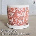 【P2倍★マラソン期間中】陶器鉢 フロランス C セラミックポット オレンジ 【陶器鉢/1個売り】植木鉢 鉢 鉢植え プランター 陶器 おしゃれ 北欧 モダン ...
