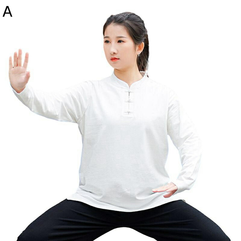 ユニセックス Tシャツ チャイナシャツ 唐装 漢服 秋冬 カジュアル ゆったり おしゃれ 大きいサイズ 太極拳服 武術シャツ カンフーシャツ シャツ 服 レディース メンズ 商業公演 武術公演 朝稽古