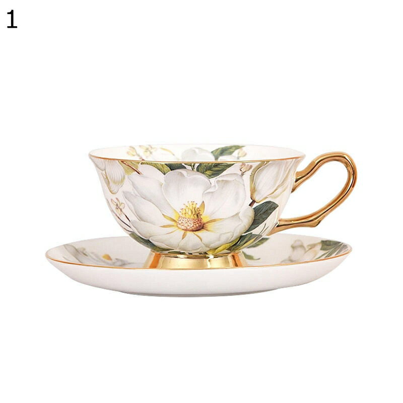 莓柄 花柄 ティー カップ & ソーサー コーヒーカップ セラミック フラワー ティーセット 金箔押し ラテカップ ブリティッシュカップ コーヒーカップ エレガント 新築祝い お店用 家用 アフタヌーンティーのサムネイル