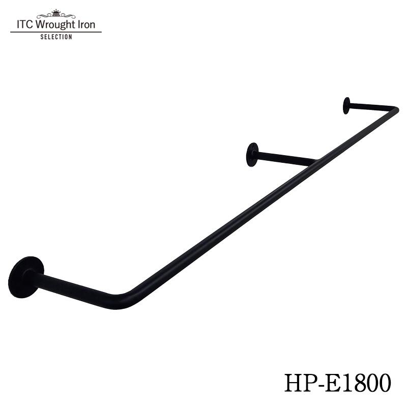 【レビュー特典】アイアンバー 180cm E型 ハンガーパイプ 室内物干し ランドリー 物干し竿 アイアン ハンガーバー 天井 壁付け 1.8m 20mm 20ファイ φ20 クローゼット 洗面所 大容量 収納 DIY 黒 ブラック 鉄製 頑丈 丈夫 おしゃれ ITC【HP-E1800】