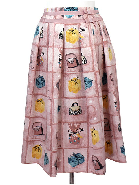 【50%OFF】【M'S GRACY　エムズグレイシー】バッグ＆ボックス柄スカート