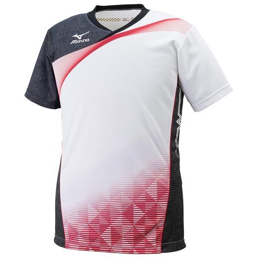 MIZUNO 【25%OFF】ミズノ ゲームシャツ(バレーボール)[ユニセックス] ホワイト×ブラックデニム×レッド