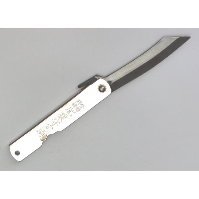 カネ駒（かねこま）印　肥後守（ひごのかみ）ナイフ 全鋼 メッキ鞘 大 100mm 10丁組＜永尾製作所＞