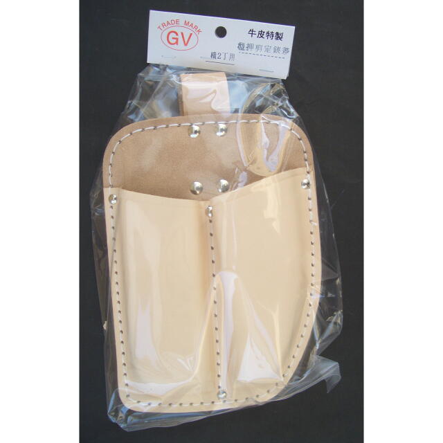 GV 牛皮製 型押 折鋸・剪定鋏差　横二丁用　吊カン無し　：KS-06