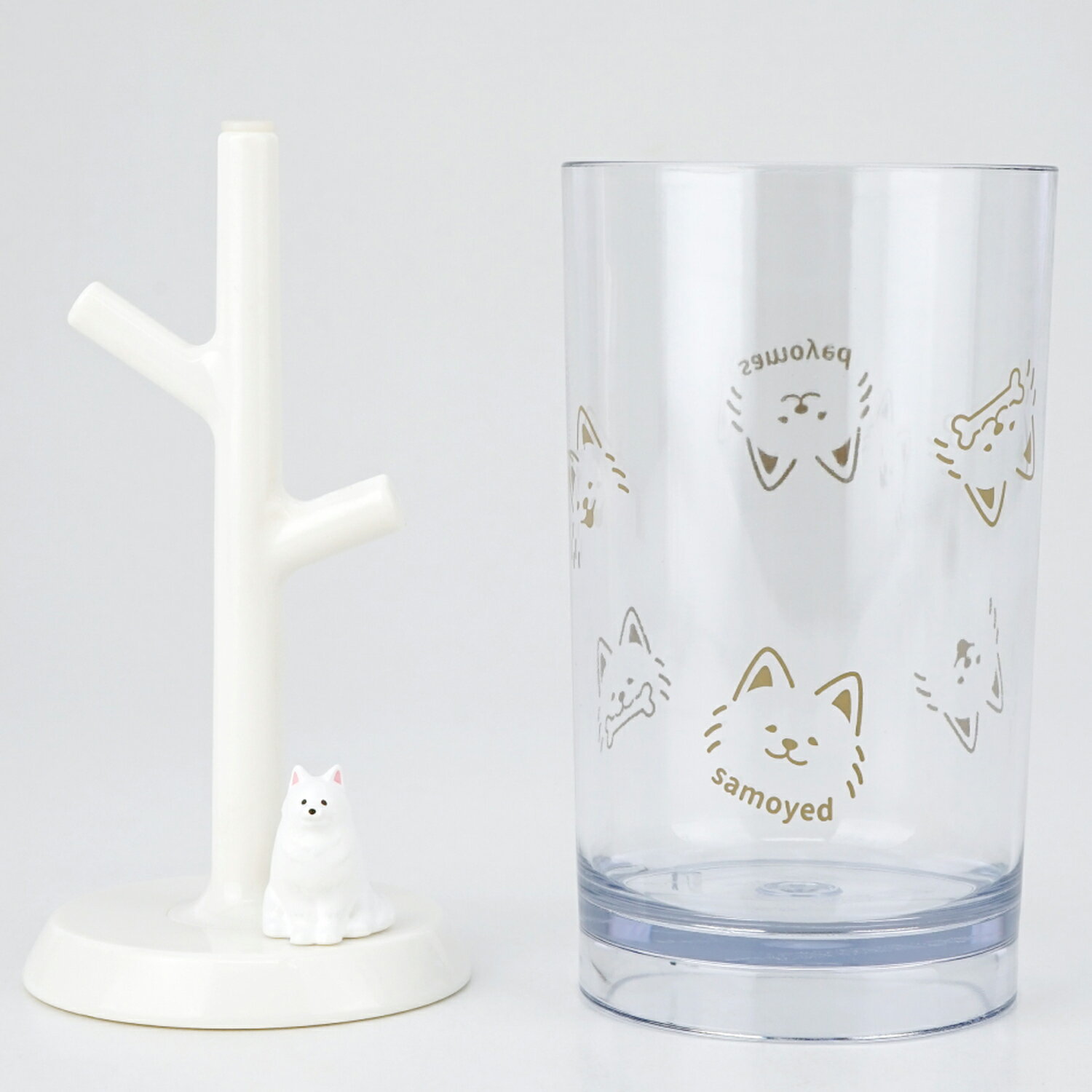 【SALE】【送料無料】サモエド うがいコップ＆スタンド 歯ブラシスタンドW 可愛い 誕生日 プレゼント ギフト コップ グラス 単品or2種セット 犬 アニマル 動物