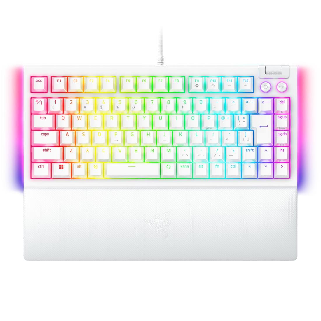 Razer レイザー BlackWidow V4 75% JP White Edition ホットスワップ対応でキースイッチを交換し望み通りのキー感触にカスタマイズ可能なメカニカルキーボード オレンジ タクタイル メカニカルスイッチ Chroma 2面アンダーグローとキー別ライティング リストレスト 日本語配