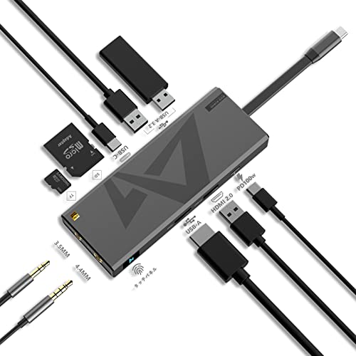 Ikko ITX01 ドッキングステーション USB-C ハブ - 10-in-1 USB C PD Dock DAC搭載 USB 3.2 ポート 10Gbps高速転送 4K/60Hz HDMI出力ポート microSD＆SDカードスロット 3.5mm&4.4mm オーディオ出力ポート Android、IOS、Mac OS、Win10、PS5、Switch等の Type C デバイス対応