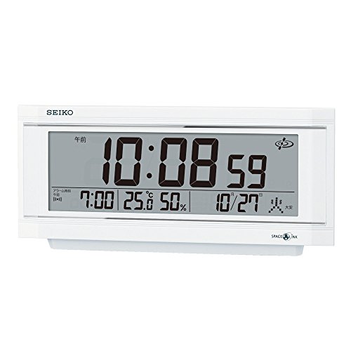 セイコークロック 置き時計 目覚まし時計 衛星電波 デジタル カレンダー 温度湿度表示 アラーム ライトつき SPACELINK スペースリンク GP501W