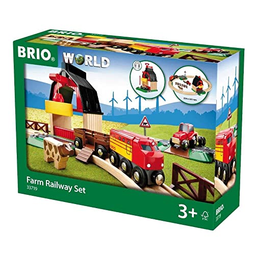 【BRIO WORLD】境界線も限界もありません。つきることのない可能性があるだけ。いつでもなりたいものになれ、どこにでも行くことができます。組み立てて組み直して、創造して導く。 ブリオの世界には6つのテーマがあり、全て遊びの中でつながって、自由に移動することができます。【ファーム】動物が入ったファームシリーズのスタートセットです。作物を収納するクレーン付の倉庫や、牛や作物を運ぶワゴン。このセットにしか入っていないトラクター、汽車と車がセットになっています。遊びの世界がぐんと広がりました。【女の子にも人気】動物さんが入った木製レールセットです。貨物列車で動物さんを運びましょう。トラクターで穀物を納屋に運び、クレーンで吊り上げて収納しましょう。【セット内容】車両×2、ワゴン車×1、トラクター×1、動物×1、倉庫×1、荷物×1、他 (全20ピース)【対象年齢】3歳以上【対象性別】男女共用【サイズ】レイアウトサイズ:W555xD520xH177mm / パッケージサイズ:W365xD120xH270mm【BRIOのおもちゃ】ブリオは1884年に創立されたスウェーデン王室御用達の木製おもちゃブランドで、世界中で親しまれています。ブリオの玩具は知育玩具であると同時に遊びながら楽しい想像力を無限器かきたてるおもちゃで何世代にもわたってお楽しいただけるよう丹念に作られています。ヨーロッパの基準より高い基準で試験を行い、FSC森林管理認証を受けた木材を使用しています。商品紹介 BRIOの新しいシリーズ、ファームレールのスターターセット。 作物を収納するクレーン付の倉庫や牛を運ぶワゴン、汽車と車がセットになっています。 製品の色は実物と異なることがあります。製品の仕様、構成は変更することがあります。 安全警告 保護者のもとで遊ばせてください。小さな部品を口に入れないでください。窒息などの危険があります。誤飲の危険がありますので、3歳未満のお子様には絶対に与えないでください。投げたり振り回す等、乱暴な遊び方をしないでください。破損、変形など危険な箇所がある場合は使用しないでください。