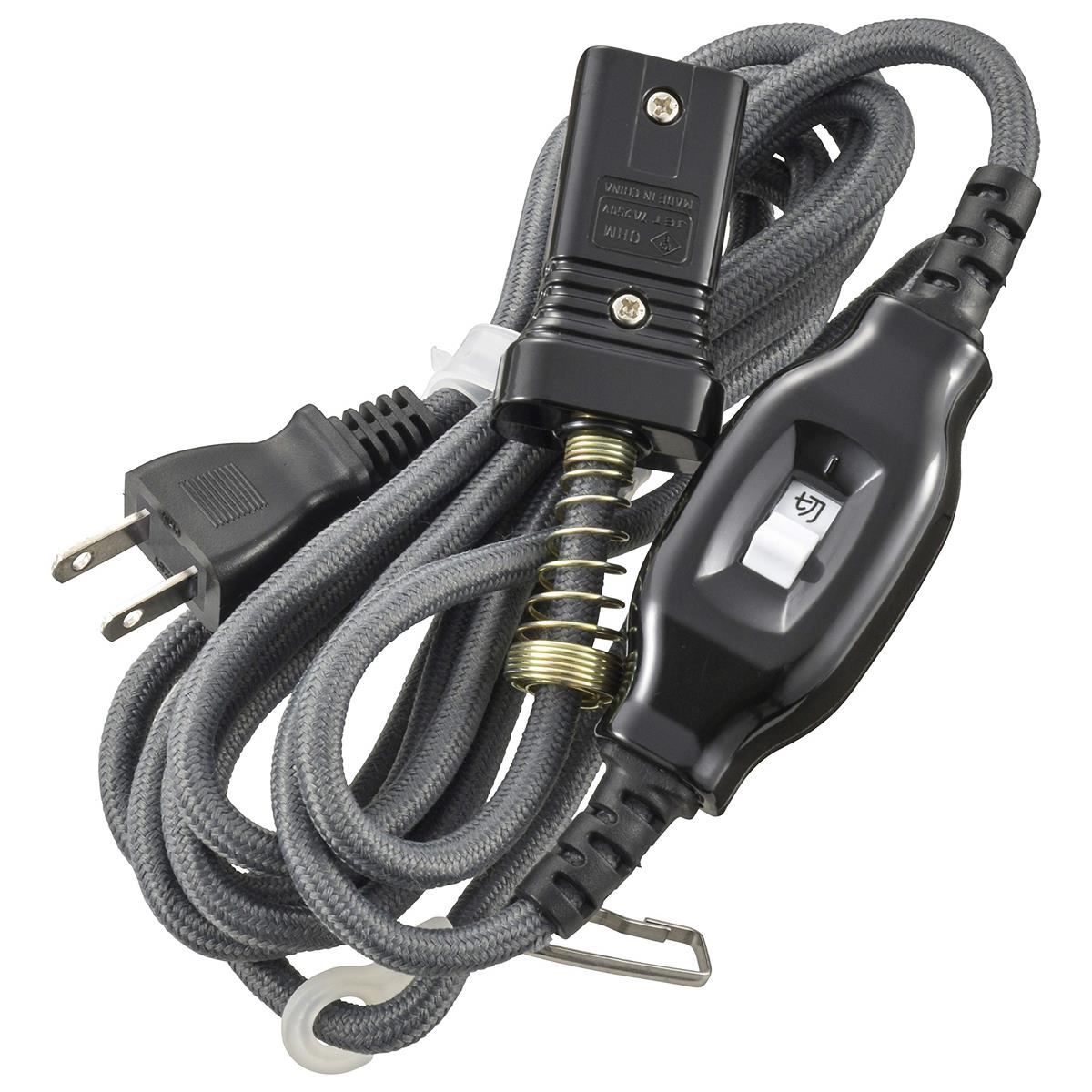 オーム電機 こたつコード こたつ用電源コード 交換コード 中間スイッチ付き ストレートプラグ 吊り下げ..