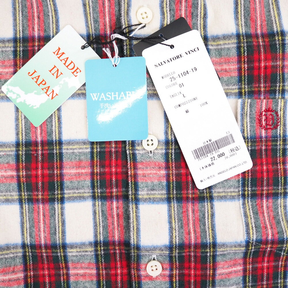 秋冬 シャツ-ネルシャツ LL サイズ レッド 赤 サルヴァトーレ・ヴィンチ 日本製 メンズ カジュアル 男性 40代 50代 60代 70代 3
