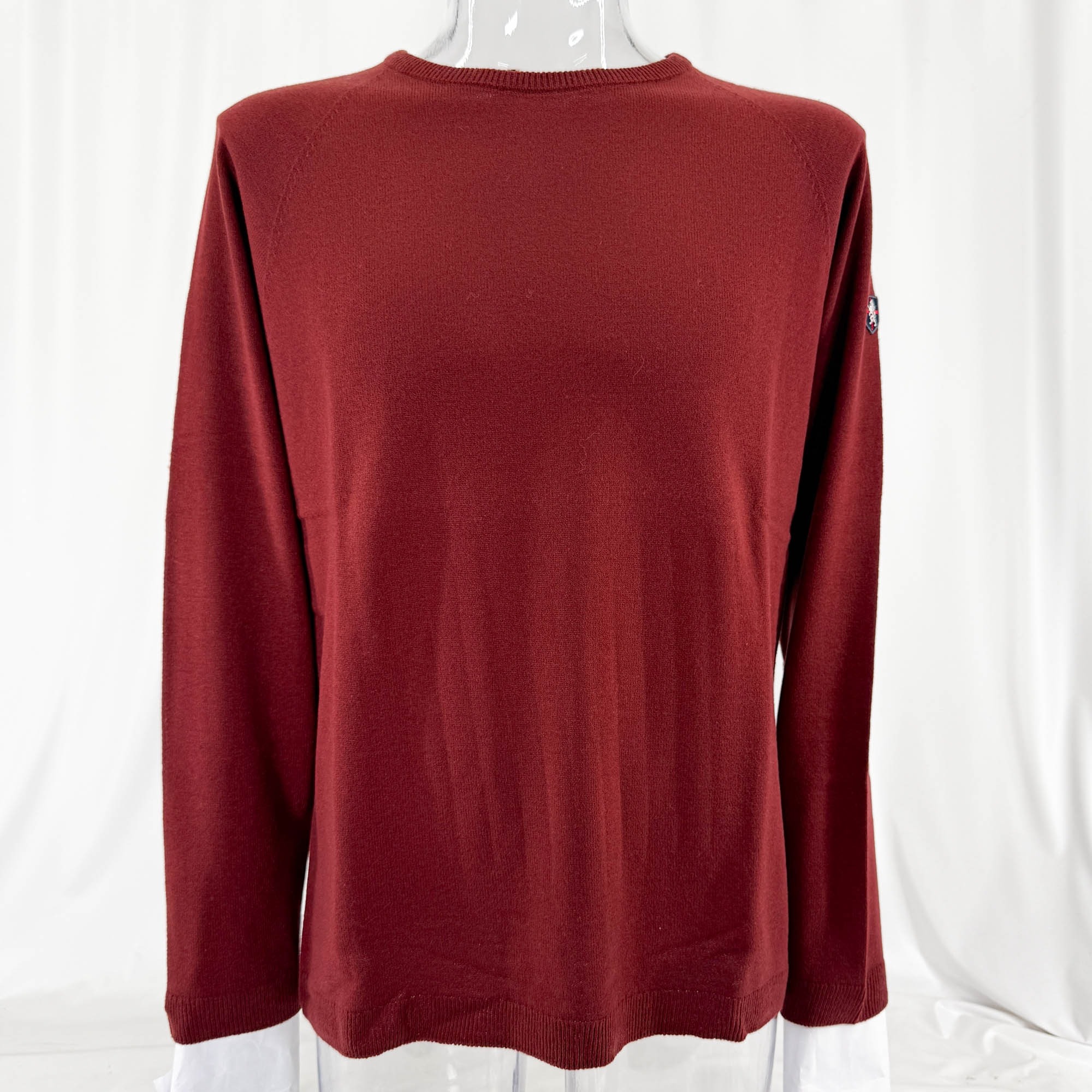 秋冬 日本製 クルーネック 丸首 セーター L サイズ ワインレッド ラウラフェリーチェ メンズ カジュアル 男性 40代 50代 60代 70代 中年
