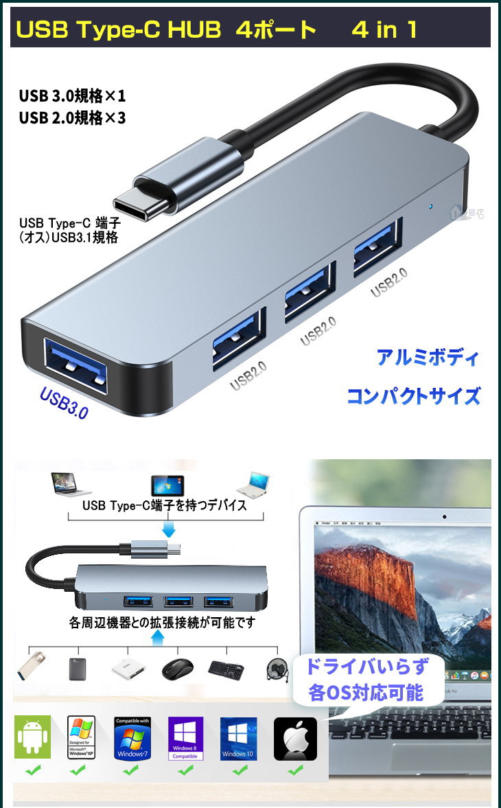 type c ハブ USB Type-C HU...の紹介画像2