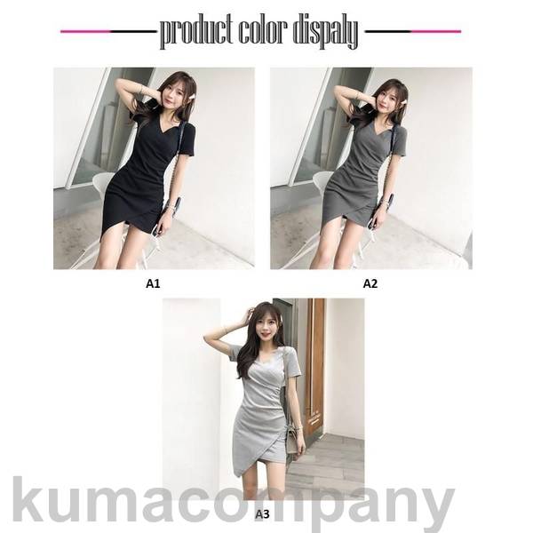 THOM WILLS ワンピース レディース 夏 ミニワンピース タイト 半袖 無地 Aライン Vネック ミニ丈 夏 フェミニン 着痩せ 細身