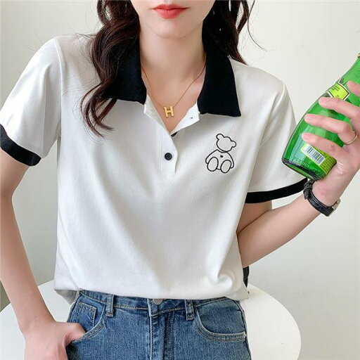 THOM WILLS ポロシャツ 半袖 POLO レディース 白 スポーツウェア 可愛い シンプル おしゃれ ロゴ クマプリント 半袖シャツ 夏シャツ かわいい 20代 30代 40代 夏 バレンタイン プレゼント THOM WILLS ポロシャツ 半袖 POLO レディース 白 スポーツウェア 可愛い シンプル おしゃれ ロゴ クマプリント 半袖シャツ 夏シャツ かわいい 20代 30代 40代 夏 バレンタイン プレゼント