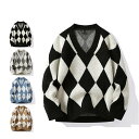 THOM WILLS ニット メンズ メンズ トップス 長袖ニット Vネック チェック柄 セーター トップス ニット 冬 ニット お洒落 カジュアル 秋冬 秋物 ニット バレンタイン(4)