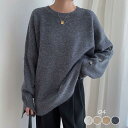 THOM WILLS ニットセーター レディース スリット入り 袖ボダン クールネック ゆるニット トップス プルオーバー バレンタイン プレゼント