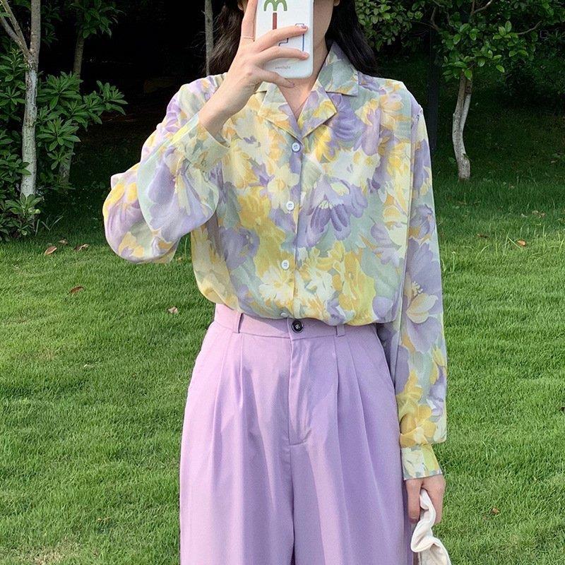 THOM WILLS レディース 長袖 シャツ ビッグシルエット ダンス 衣装 ヒップホップ コスチューム 韓国 ファッション アロハシャツ 個性的 服 原宿系 バレンタイン プレゼント