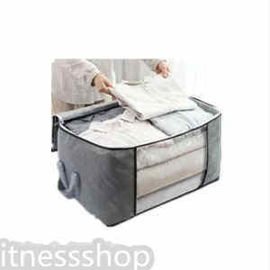 布団収納袋 布団収納ケース 衣類収納ケース 収納ケース 透明ビニール補強 大容量 衣類収納 不織布製 持ち手部分 湿気防止 防カビ (衣類＋ふとん両用)