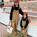 THOM WILLS ギフト 親子 ペアルック セットアップ サロペット 親子コーデ 秋春着 親子ペア 親子ペアルック 長袖シャツ リンクコーデ 上下セット ペア長袖シャツ パンツ ズボン ワンピース ママ 子供 女の子 おそろい 親子セット