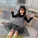 THOM WILLS 新生活 子供服 セットアップ 女の子 キッズ 長袖 ブラウス 2点セット 子供 チョック柄 入園式 入学スーツ ワンピース サスペンダース...