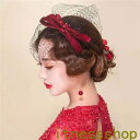 新生活 礼装帽子 おしゃれ 髪飾り レッド ヘッドドレス トーク帽 ヘアアクセサリー ウェディングハット ミニ 帽子 チュール フラワー 小物 ブライダル小物 ウェディング パーティー 結婚式 二次会 披露宴 ヘアー