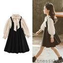 THOM WILLS 新生活 子供服 キッズ ワンピース 女の子 長袖 韓国 シャツ ワンピース 2セット入学式 子供服 女の子 子供 可愛い ワンピース 子ど...