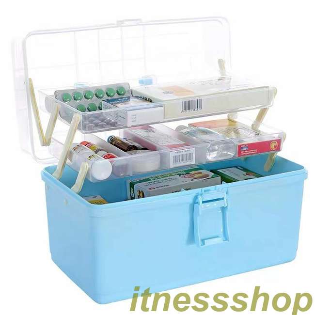薬箱 救急箱 薬ケース 3層折り畳み式 大容量 収納ボックス 工具箱 裁縫箱 応急ボックス 防災 多機能収納ケース 緊急 薬入れ 小物入れ 家庭用 薬ボックス
