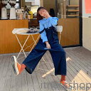 新生活 デニムサロペット レディース ロングパンツ オーバーオール ワイド ロング丈 サルエルパンツ サロペット デニム パンツ カジュアル ゆったり ボトムス...