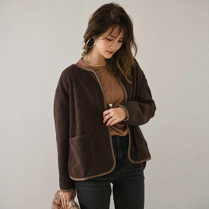 THOM WILLS ボアジャケット ボアコート ショート丈 ボア コート レディース 可愛い 出かけ OL 通勤 ふわふわ 40代 30代 20代 ゆったり 暖かい お洒落 防寒 軽量 母の日 プレゼント