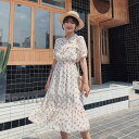 THOM WILLS マキシワンピース レデイース ワンピース 半袖 夏 花柄 シフォン ロング丈 大きいサイズ 韓国風 フレアー オシャレ 着痩せ ゆったり 30代 40代 50代 ロングワンピース カジュアル ワンピース 夏 新生活 プレゼント(4)