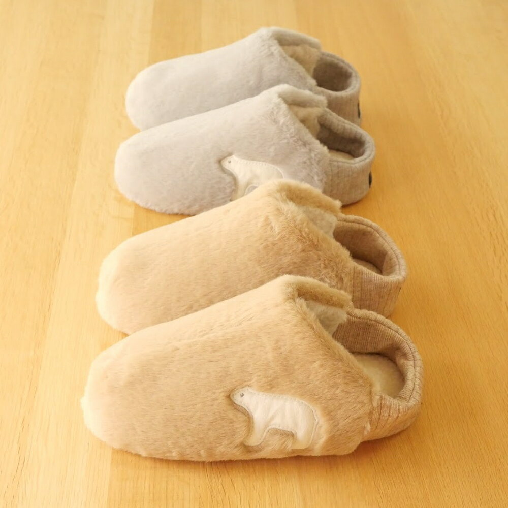 《秋冬物》【暖かブーツ】kippis しろくまファーブーツ M/L レディース/メンズ　おしゃれ ルームシューズ　ギフト　 冬用　ボア　あったか　秋用　ふわふわ　もこもこ　冬　暖かい 室内 冬用のサムネイル