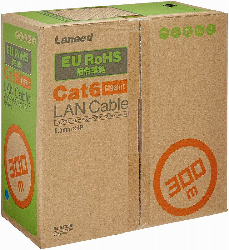 쥳 ELECOM LAN֥ 300m  RoHS CAT6 ֥롼 LD-CT6/BU300/RS