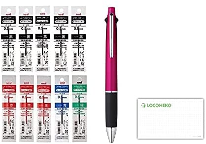 【セット品】三菱 多機能ペン ジェットーストリーム4＆1本体 + 替芯（黒5・赤3・青1・緑1）（ピンク）