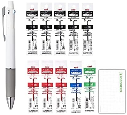 【セット品】三菱 多機能ペン ジェットストリーム4＆1 本体 + 替芯（黒5・赤3・青1・緑1）（ホワイト）