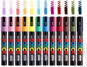 三菱鉛筆 ポスカ PC-5M 中字丸芯 パステルカラー&ダークカラー 12色セット + ロコネコ試筆カード