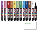 三菱鉛筆 水性マーカー ユニポスカ POSCA PC1M 極細 12色(ケース無し)+ロコネコお試し用紙セット