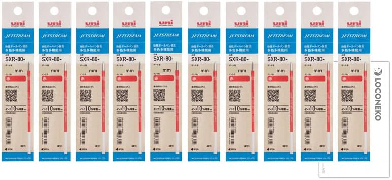 三菱鉛筆 ジェットストリーム 多色用 替芯 紙包装 SXR-80K (赤10本, 0.5mm)+ロコネコ用紙