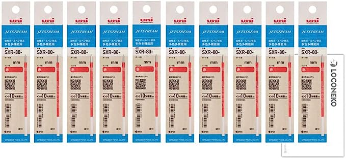 三菱鉛筆 ジェットストリーム 多色用 替芯 紙包装 SXR-80K (赤10本, 0.38mm)+ロコネコ用紙