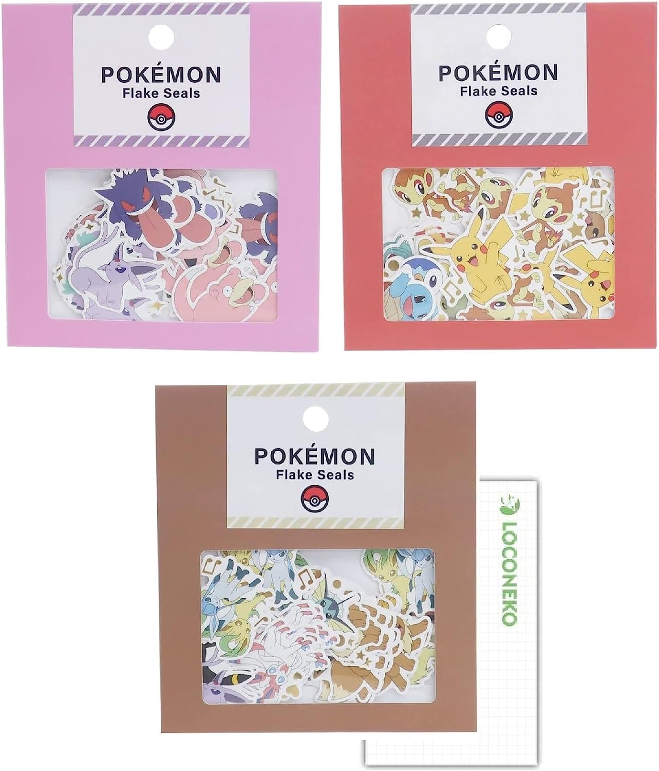 カミオジャパン ポケットモンスター POKEMON フレークシール【まとめ買い3種】+ロコネコ用紙