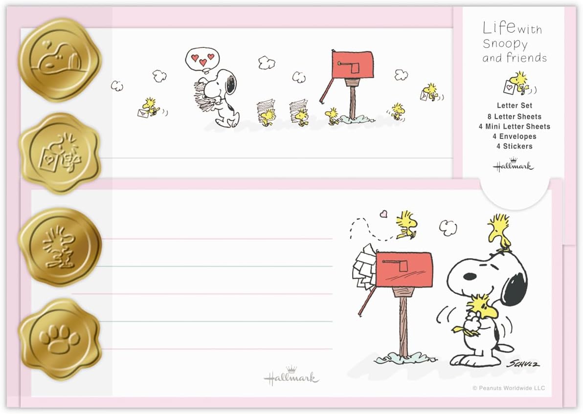ランキング受賞!! ホールマーク スヌーピー レターセット／SNLF 830878 ピンク ウッドストックとハグ