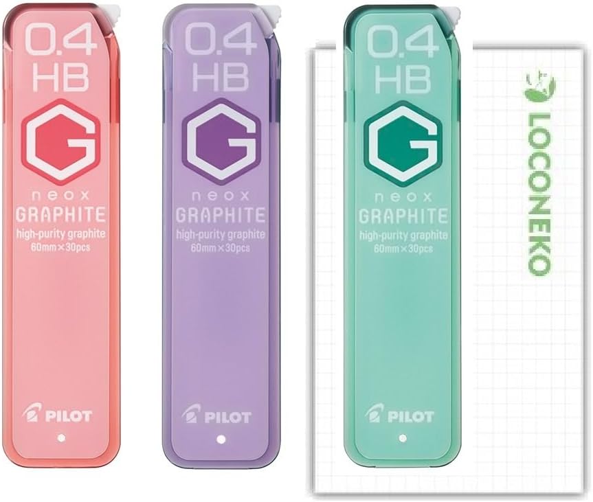 ランキング受賞!! パイロット シャープ芯 neosグラファイト 0.3mm HB 25本入り HRF3G-20-HB【限定ケース3種セット】+ロコネコカード