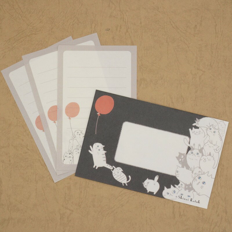 木野瀬印刷 ミニレターセット キャットヒル ML-01012 ブラック