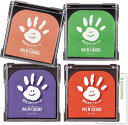 シヤチハタ 手形スタンプ パッドパームカラーズ PALMCOLORS HPS-A【まとめ買い4色】+ロコネコカード (うすだいだい・きみどり・むらさき・だいだい)