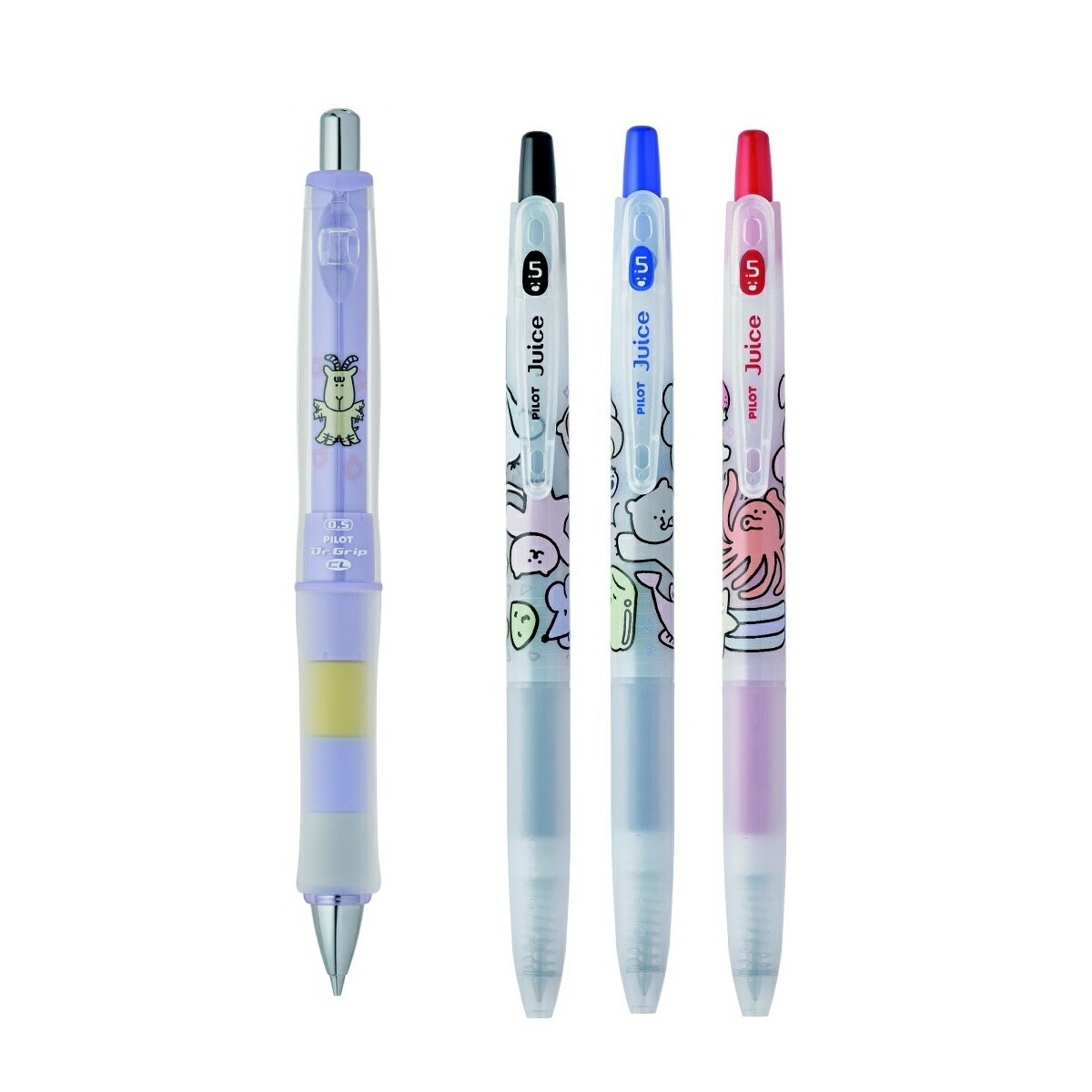 パイロット 限定 やまさきみのり ゆるーく応援【Play Border シャープ 0.5 いやいヤギ + Juice ボールペン0.5 黒/赤/青 プレッシャー...